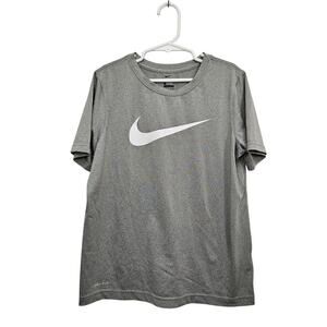 Boy's The Nike Tee Medium Dri Fit Gray Logo Short Sleeve T-shirt